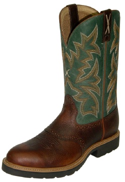 Twisted X MSC0005 for $169.99 Men's' Pull On Work Boot with Cognac Glazed Pebble Leather Foot and a Round Steel Toe